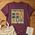 Stamp Sheet Grid Tee Berry product mockup