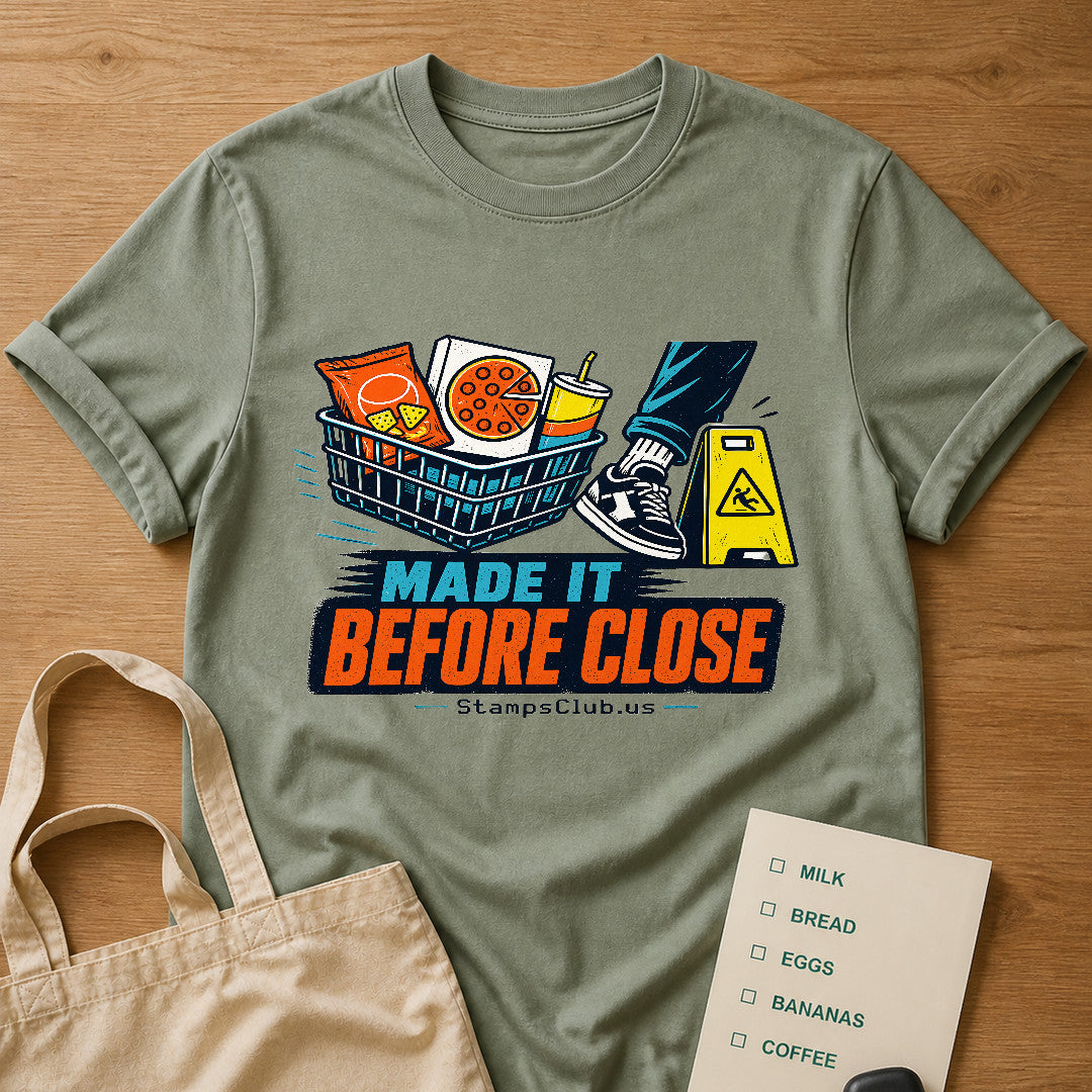 Closing Time Cart Tee Sage product mockup