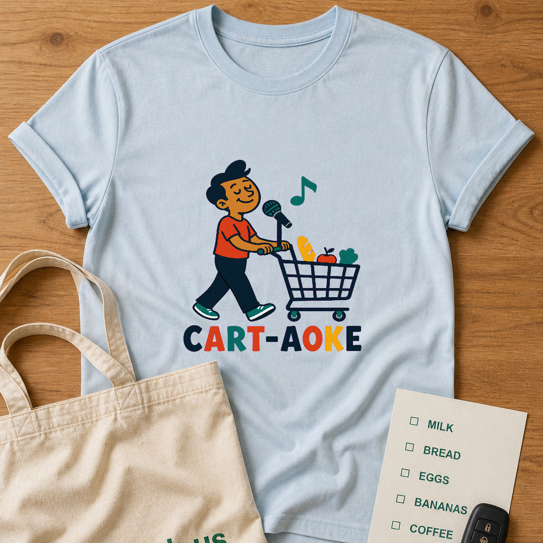 Cart-Aoke Tee Ice Blue product mockup
