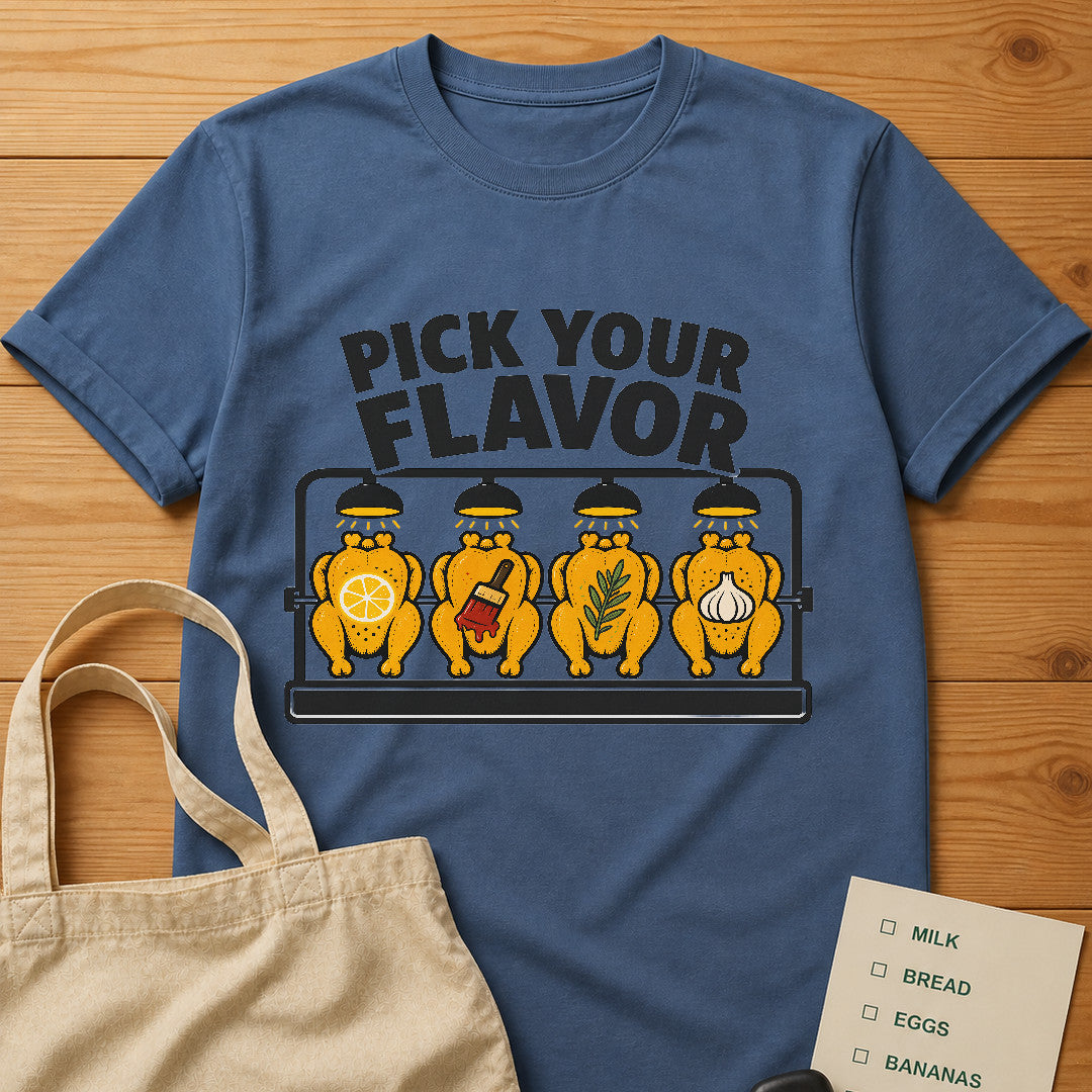 Pick Your Flavor Tee China Blue product mockup