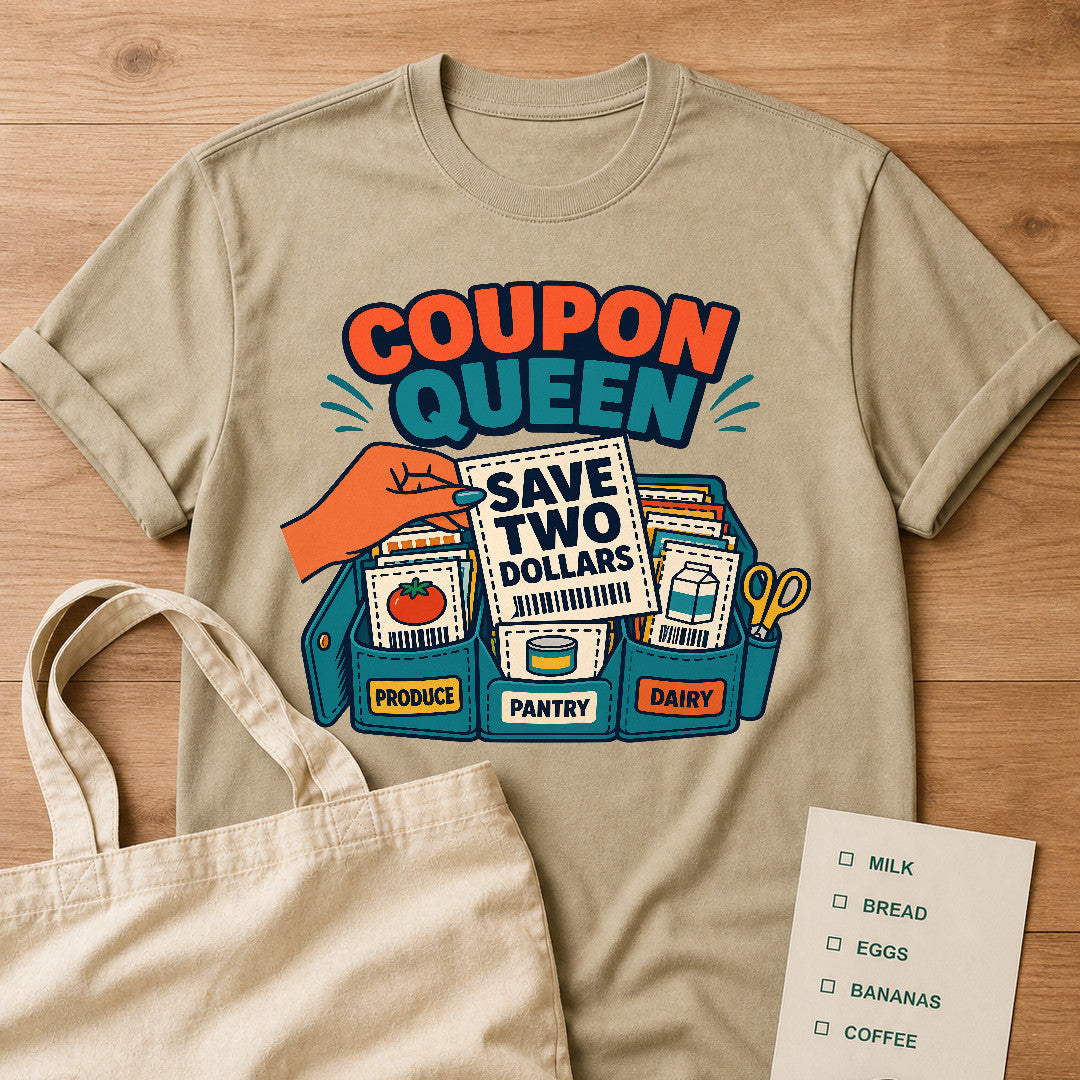 Coupon Queen Organizer Tee Hemp product mockup