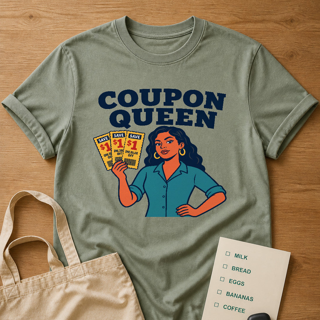 Coupon Queen Tee Sage product mockup