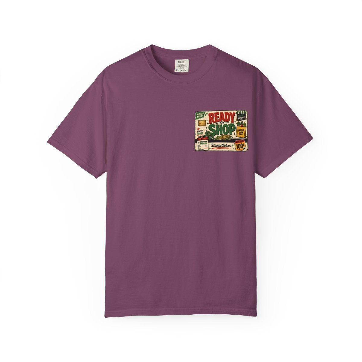 Ready Shop Card FarmersMarket Tee Berry front mockup