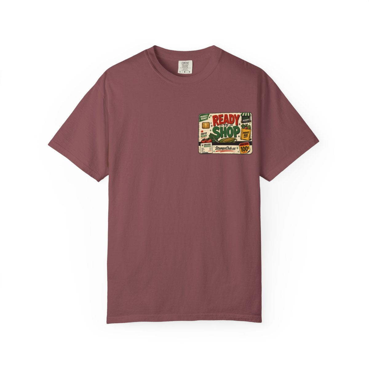 Ready Shop Card FarmersMarket Tee Brick front mockup