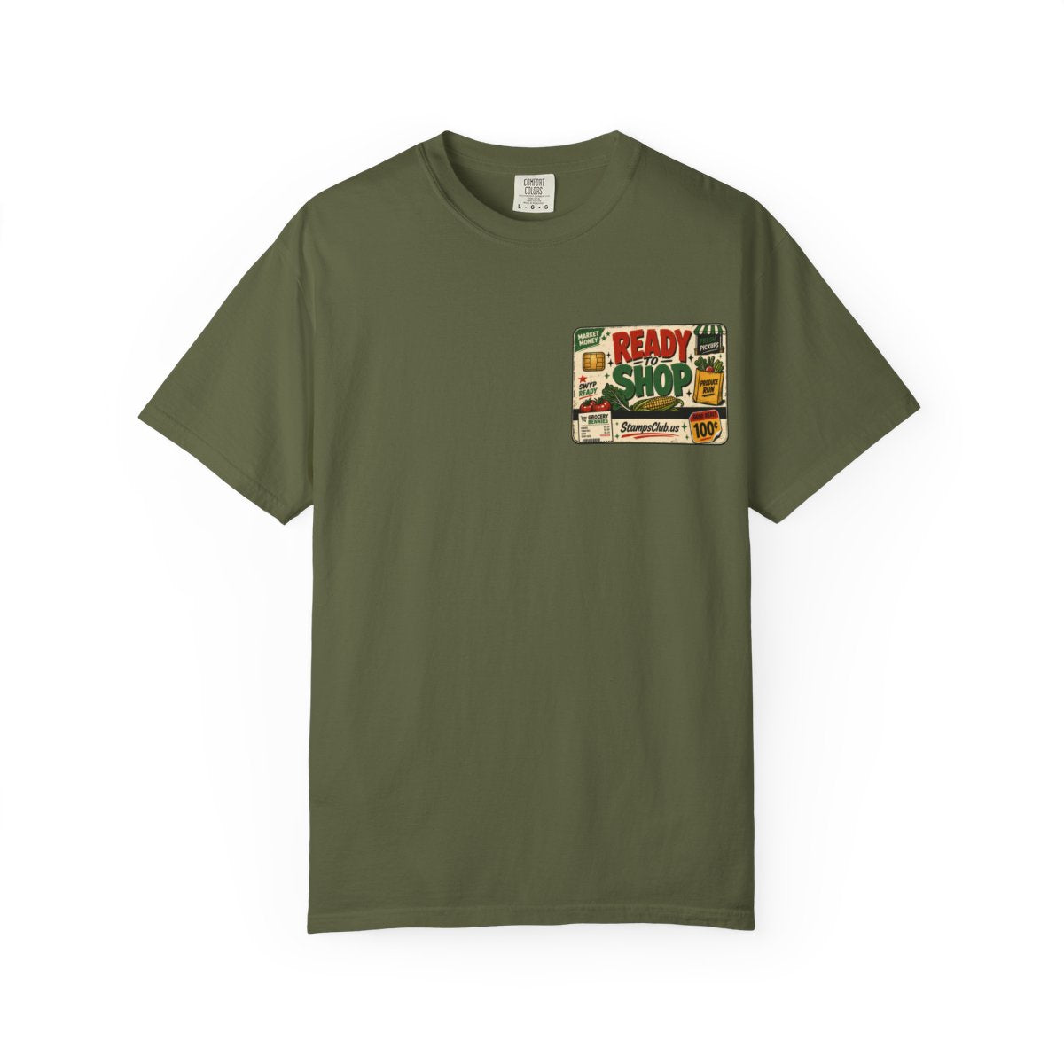 Ready Shop Card FarmersMarket Tee Hemp front mockup