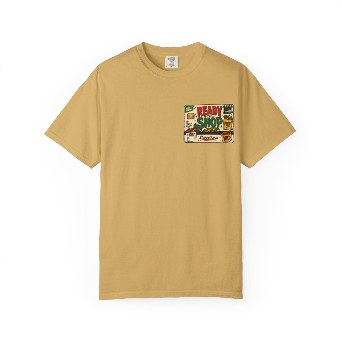 Ready Shop Card FarmersMarket Tee Mustard front mockup