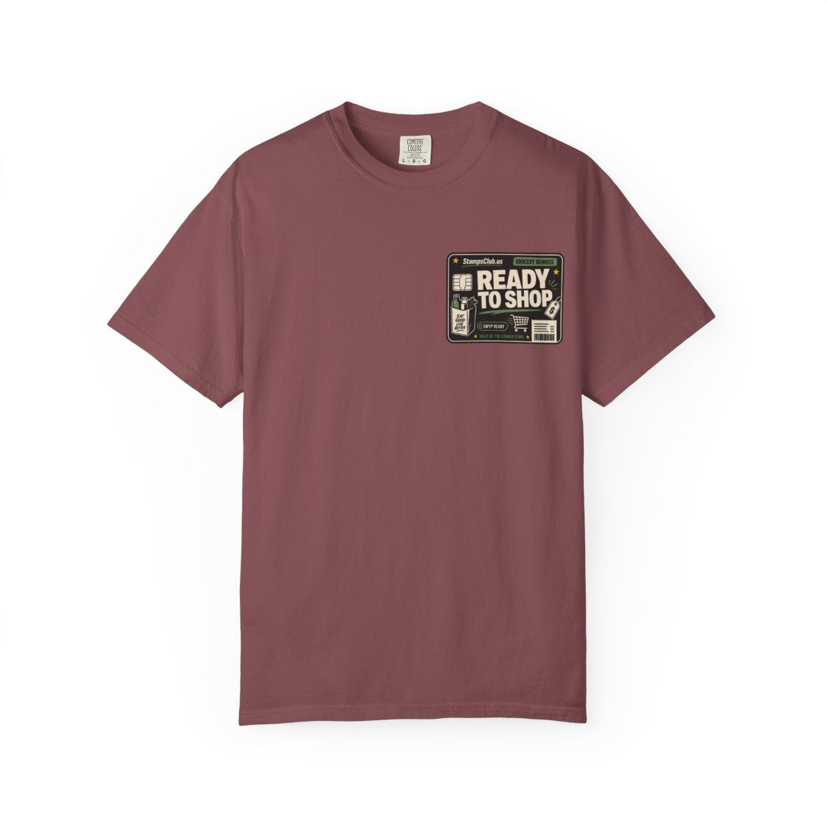 Ready Shop Card Minimalist Tee Brick front mockup