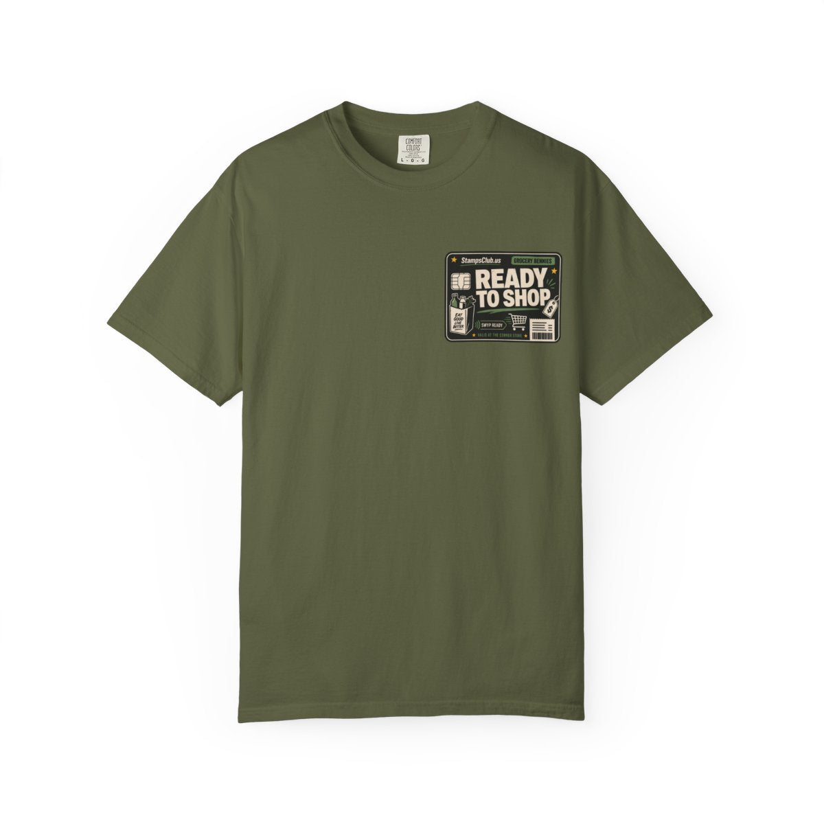 Ready Shop Card Minimalist Tee Hemp front mockup