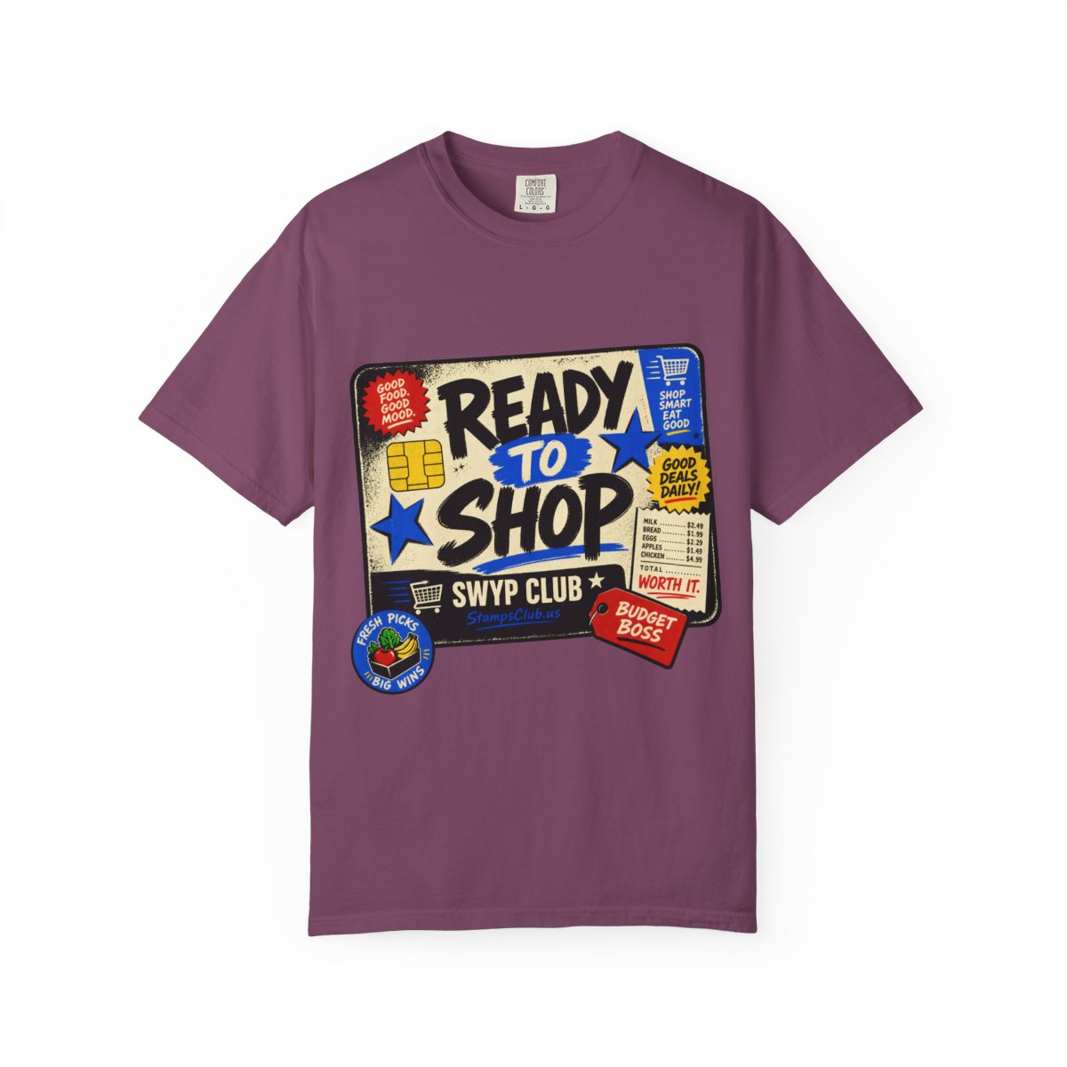 Ready Shop Card Streetwear Tee Berry front mockup
