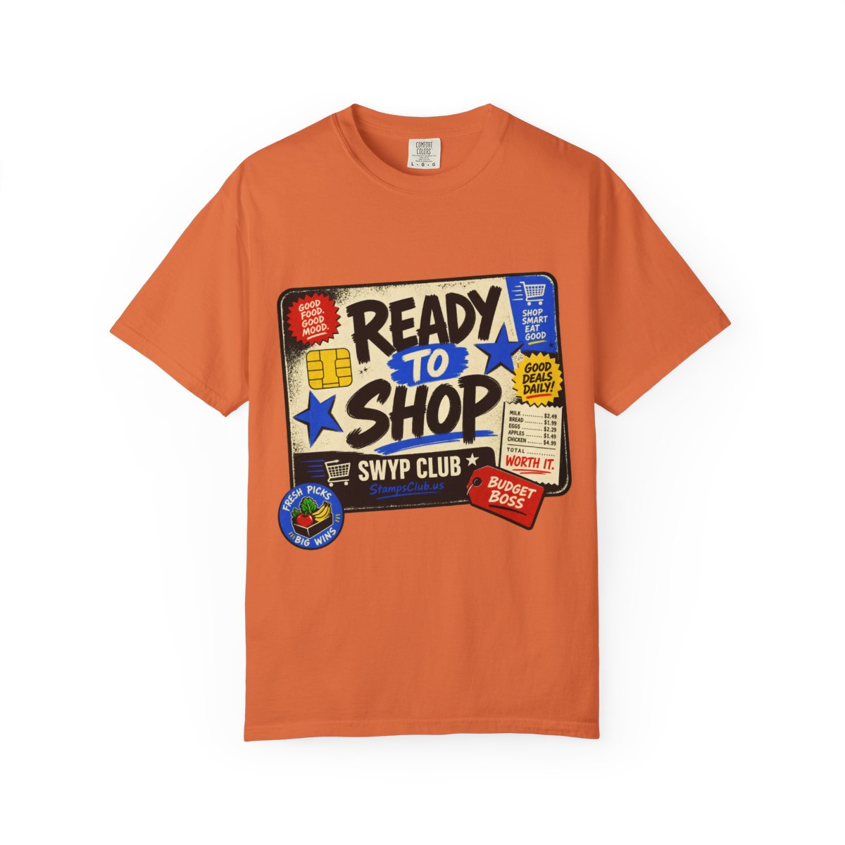 Ready Shop Card Streetwear Tee Burnt Orange front mockup