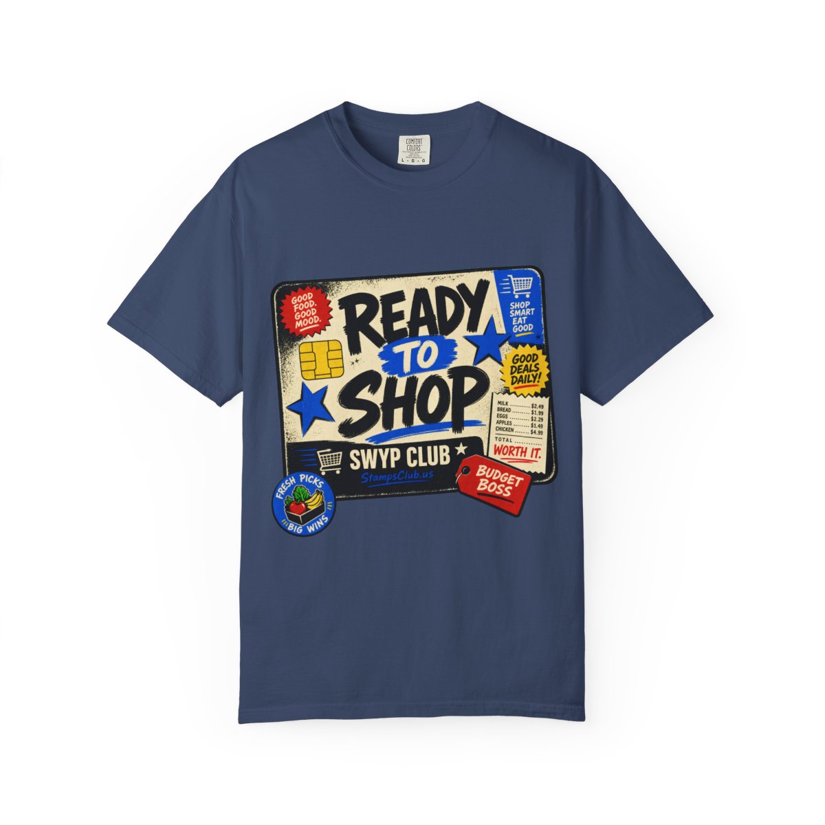 Ready Shop Card Streetwear Tee China Blue front mockup