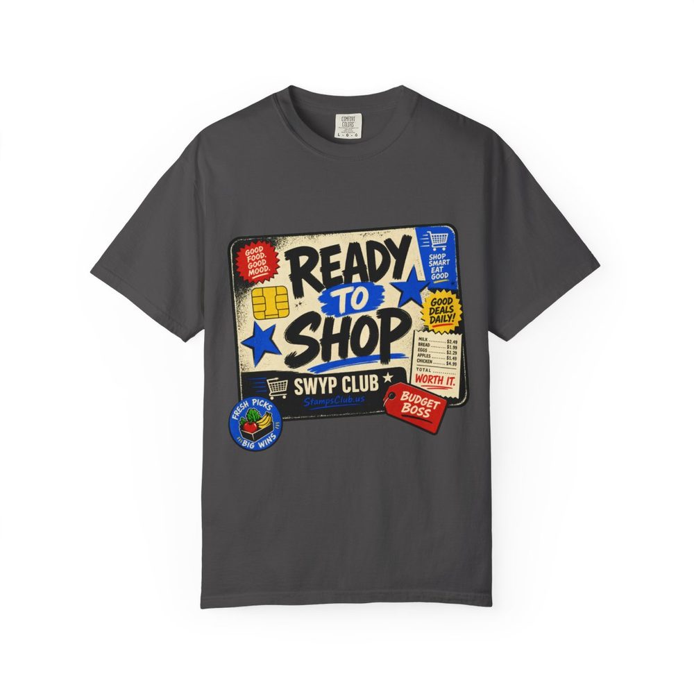 Ready Shop Card Streetwear Tee Graphite front mockup