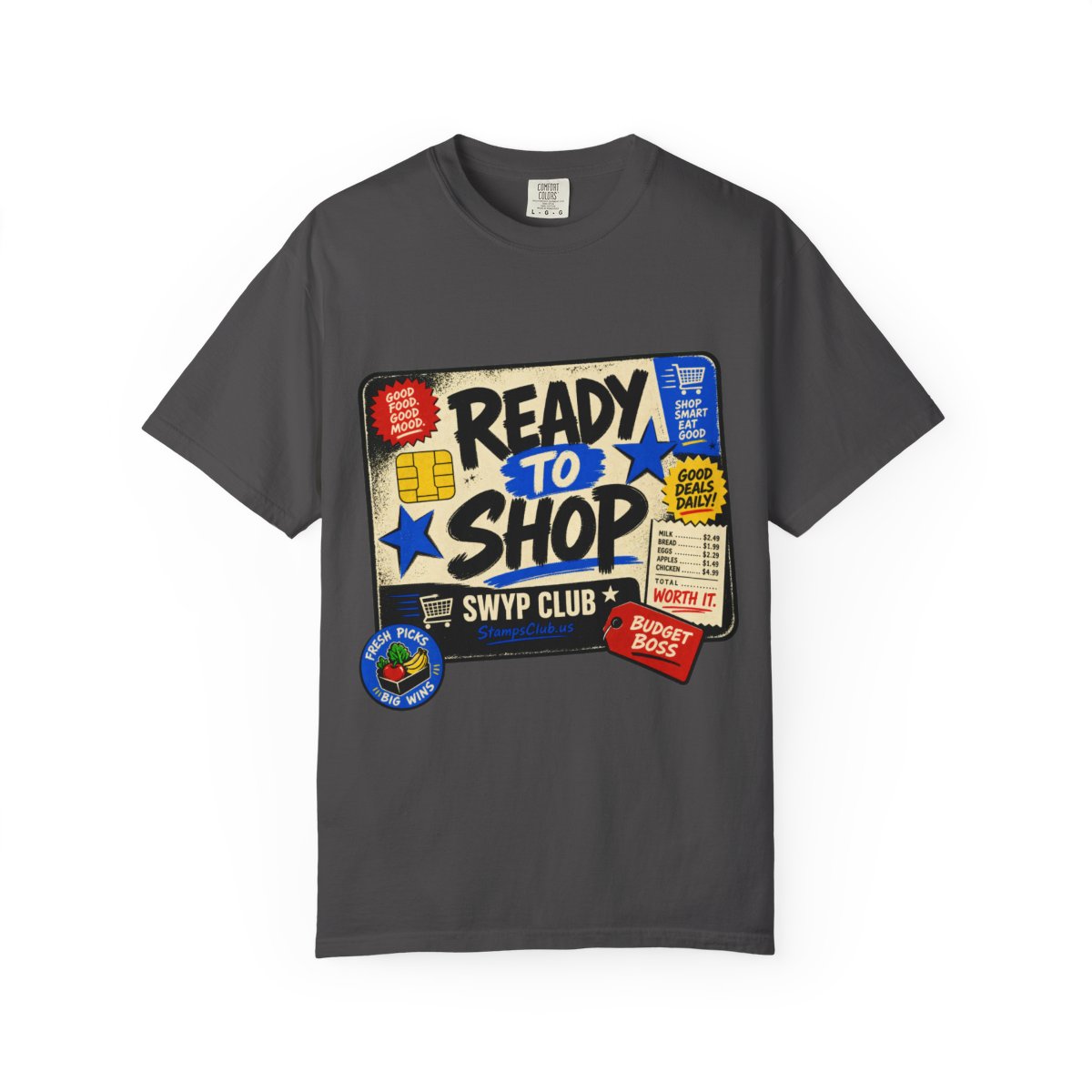 Ready Shop Card Streetwear Tee Graphite front mockup