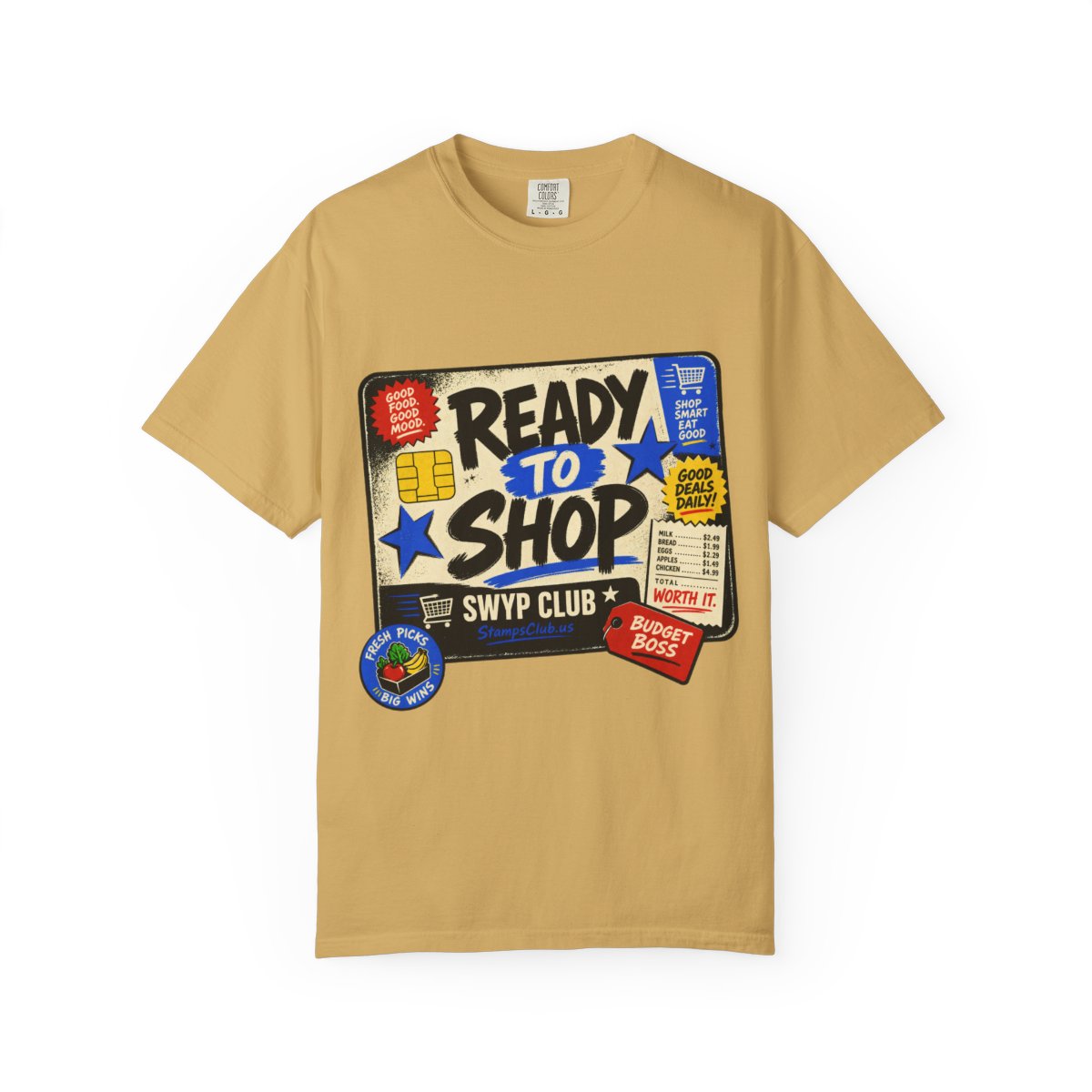 Ready Shop Card Streetwear Tee Mustard front mockup