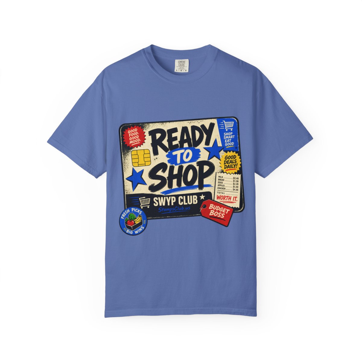 Ready Shop Card Streetwear Tee Mystic Blue front mockup
