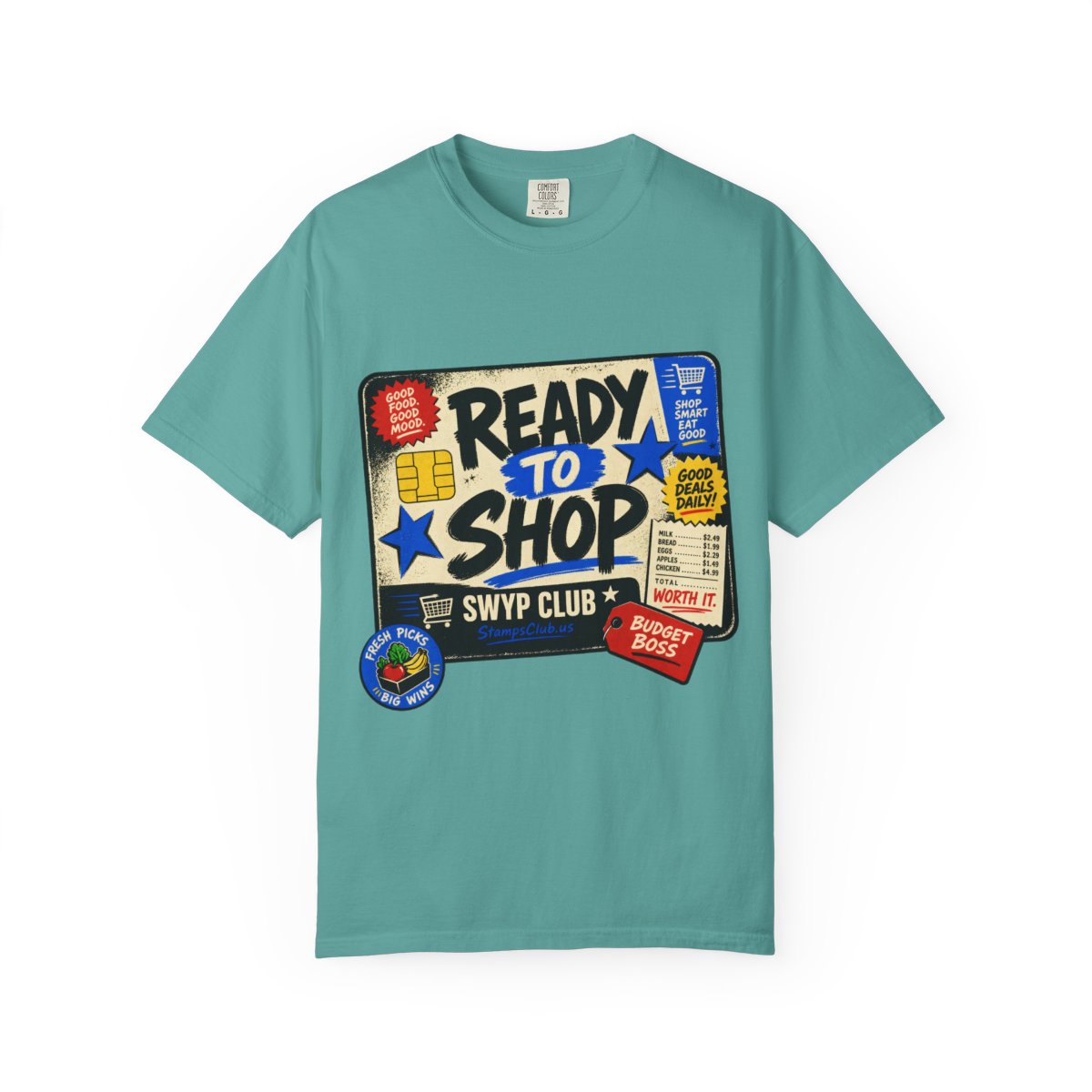 Ready Shop Card Streetwear Tee Seafoam front mockup