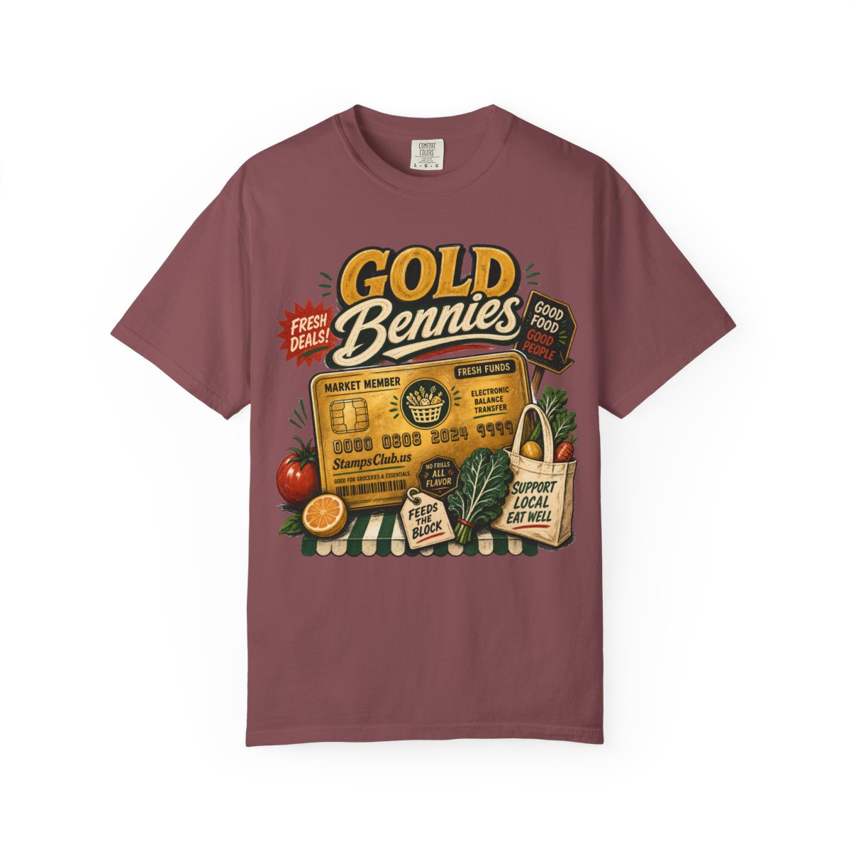 GOLD BENNIES FarmersMarket Tee Brick front mockup