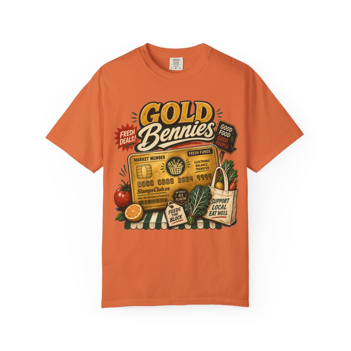GOLD BENNIES FarmersMarket Tee Burnt Orange front mockup