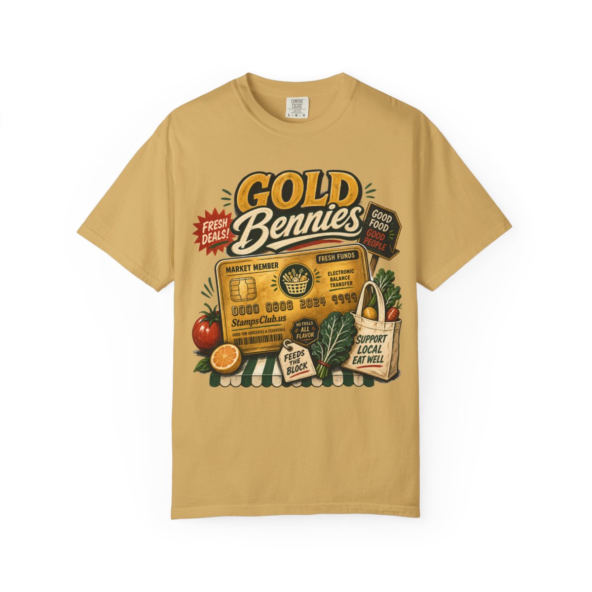 GOLD BENNIES FarmersMarket Tee Mustard front mockup