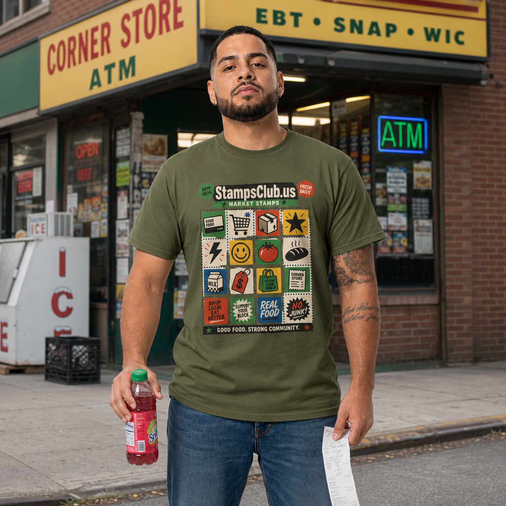 Stamp Sheet Grid FarmersMarket Tee primary mockup