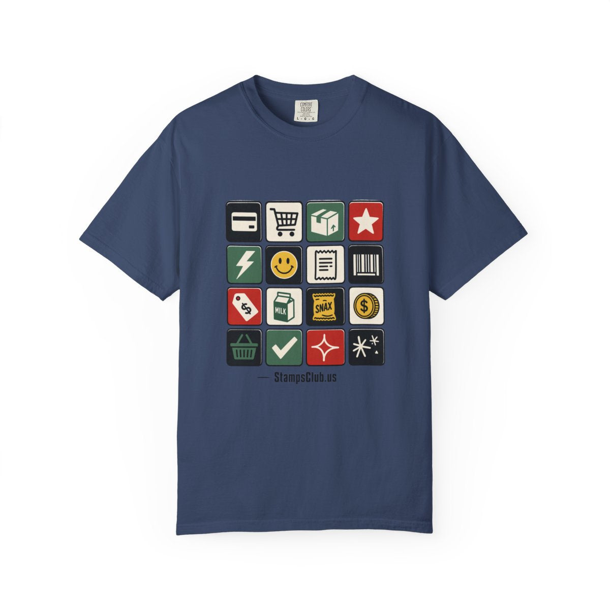 Stamp Sheet Grid Minimalist Tee China Blue front mockup