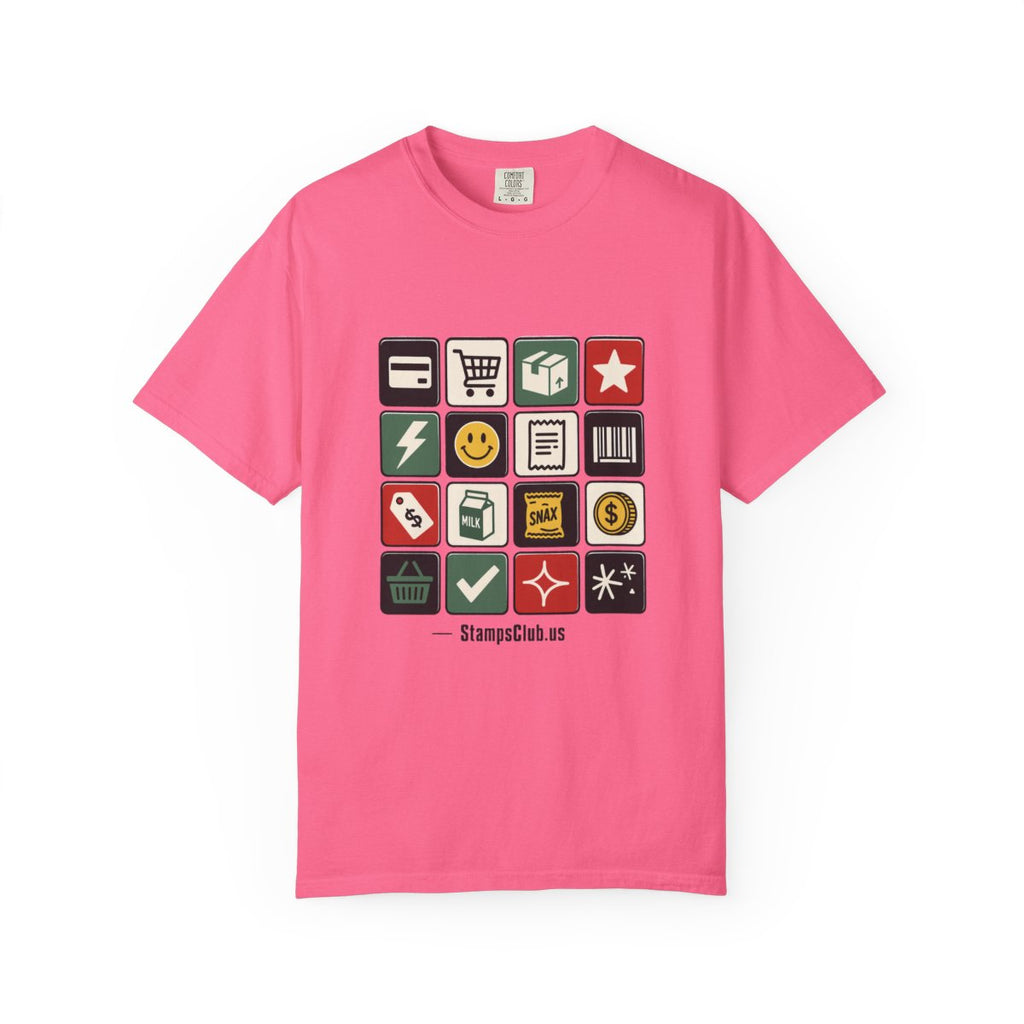 Stamp Sheet Grid Minimalist Tee Crunchberry front mockup