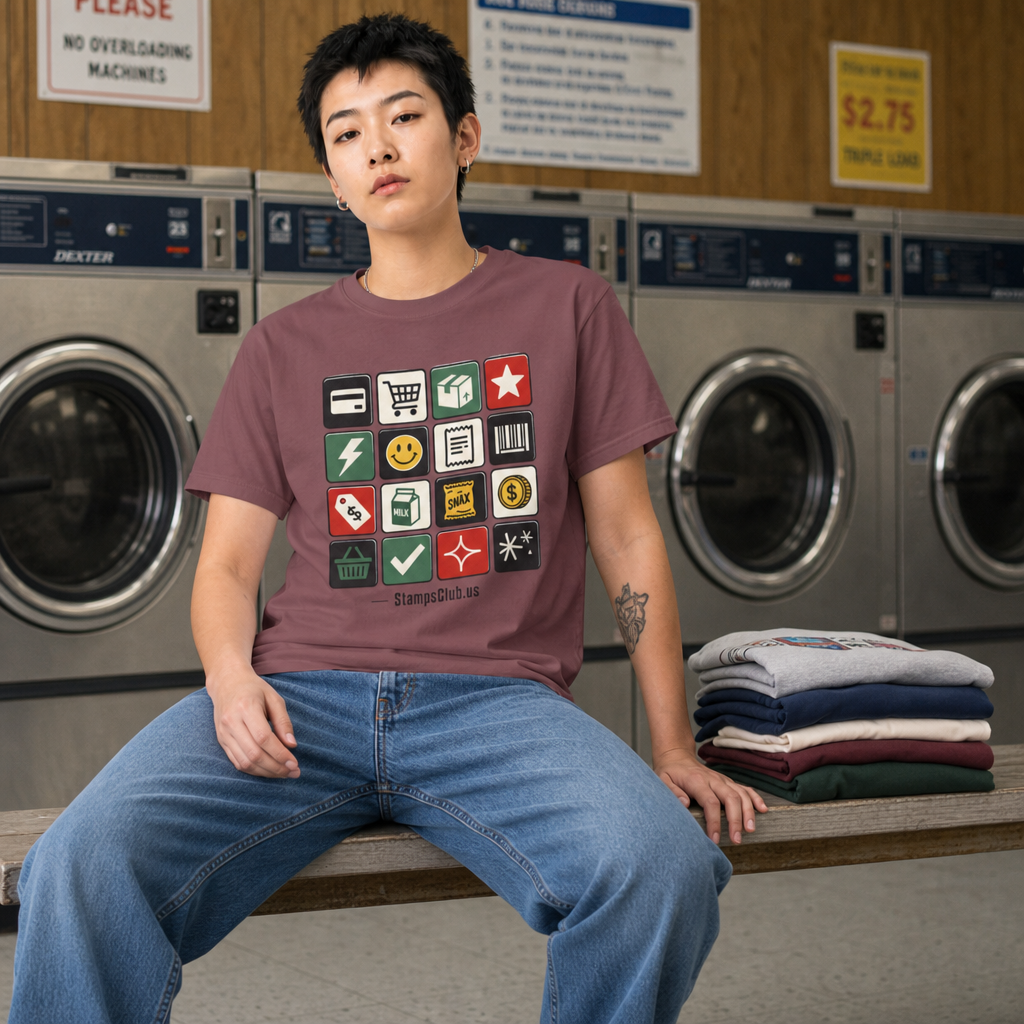 Stamp Sheet Grid Minimalist Tee primary mockup