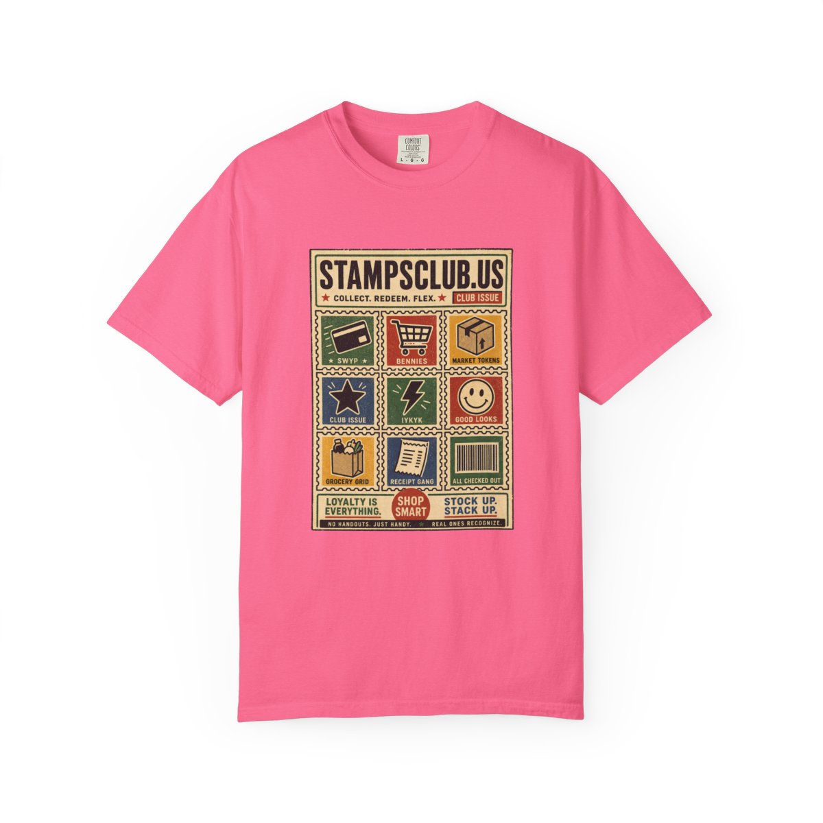 Stamp Sheet Grid Vintage Tee Crunchberry front mockup