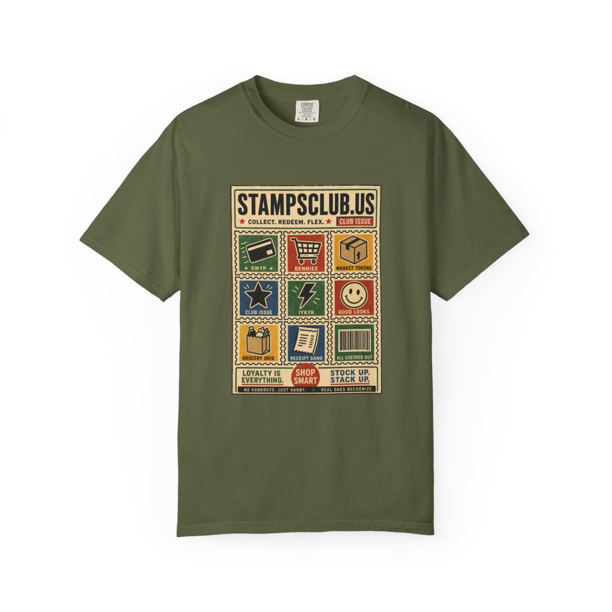 Stamp Sheet Grid Vintage Tee Hemp front mockup