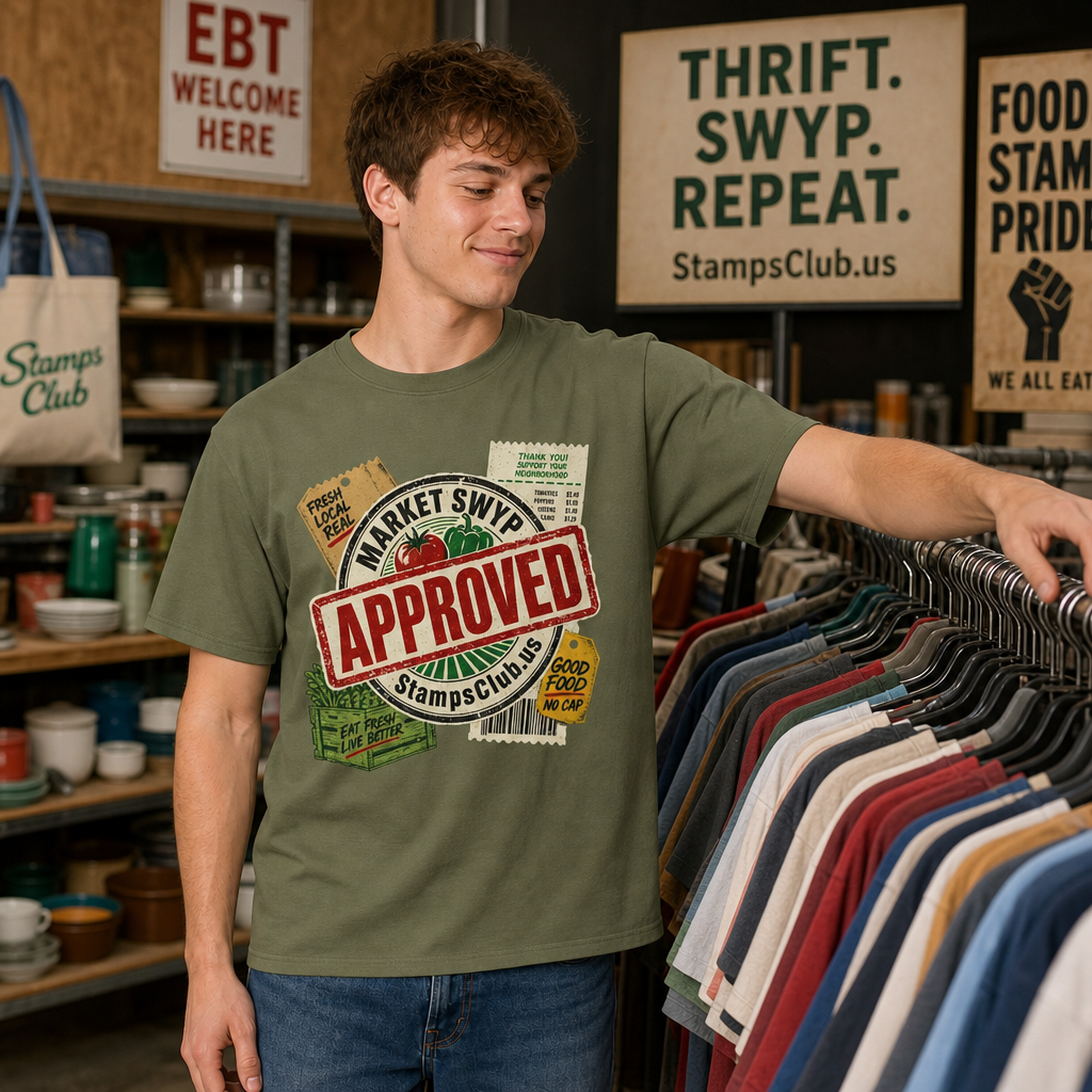 Stamped Approved FarmersMarket Tee primary mockup