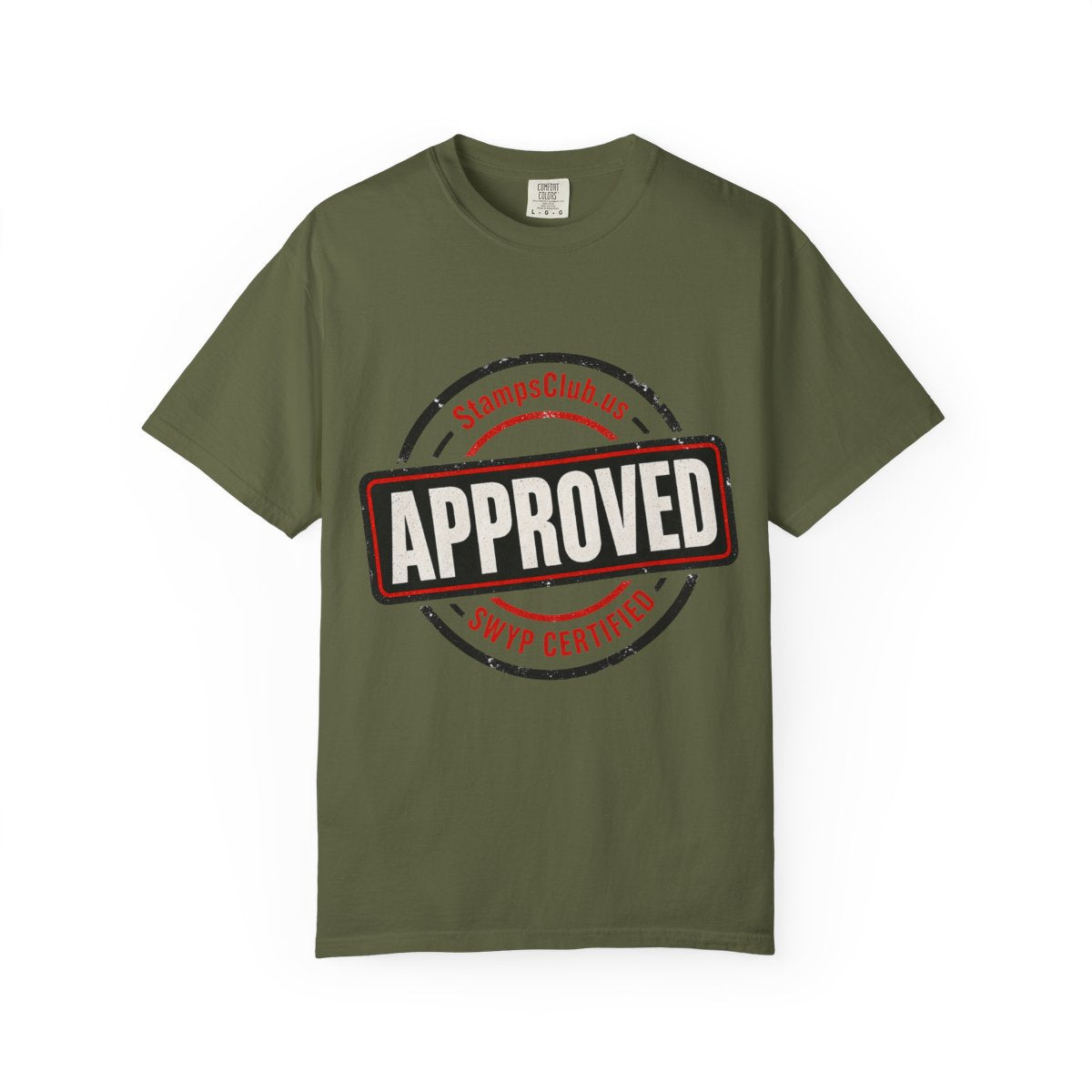 Stamped Approved Minimalist Tee Hemp front mockup
