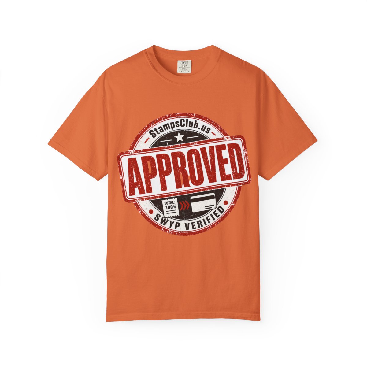 Stamped Approved Streetwear Tee Burnt Orange front mockup