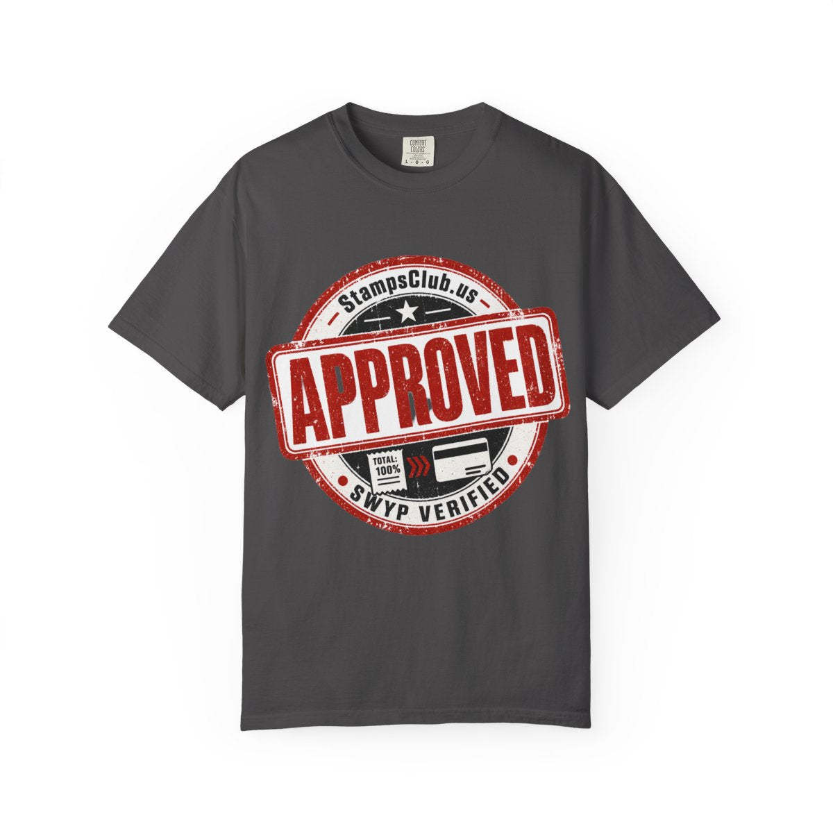 Stamped Approved Streetwear Tee Graphite front mockup