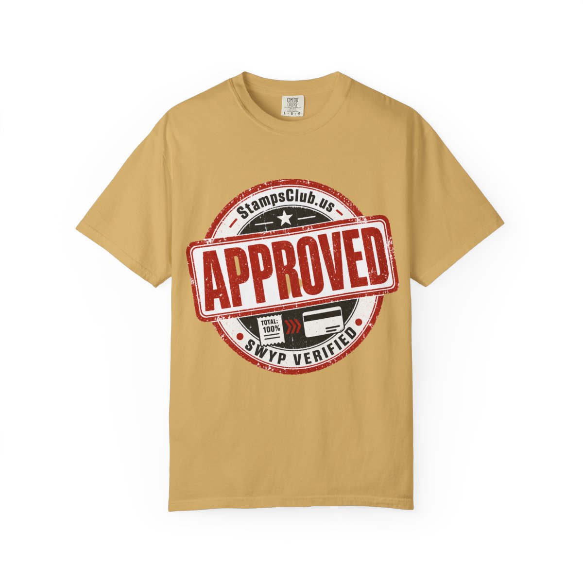 Stamped Approved Streetwear Tee Mustard front mockup