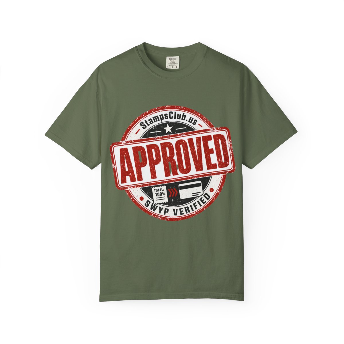 Stamped Approved Streetwear Tee Sage front mockup