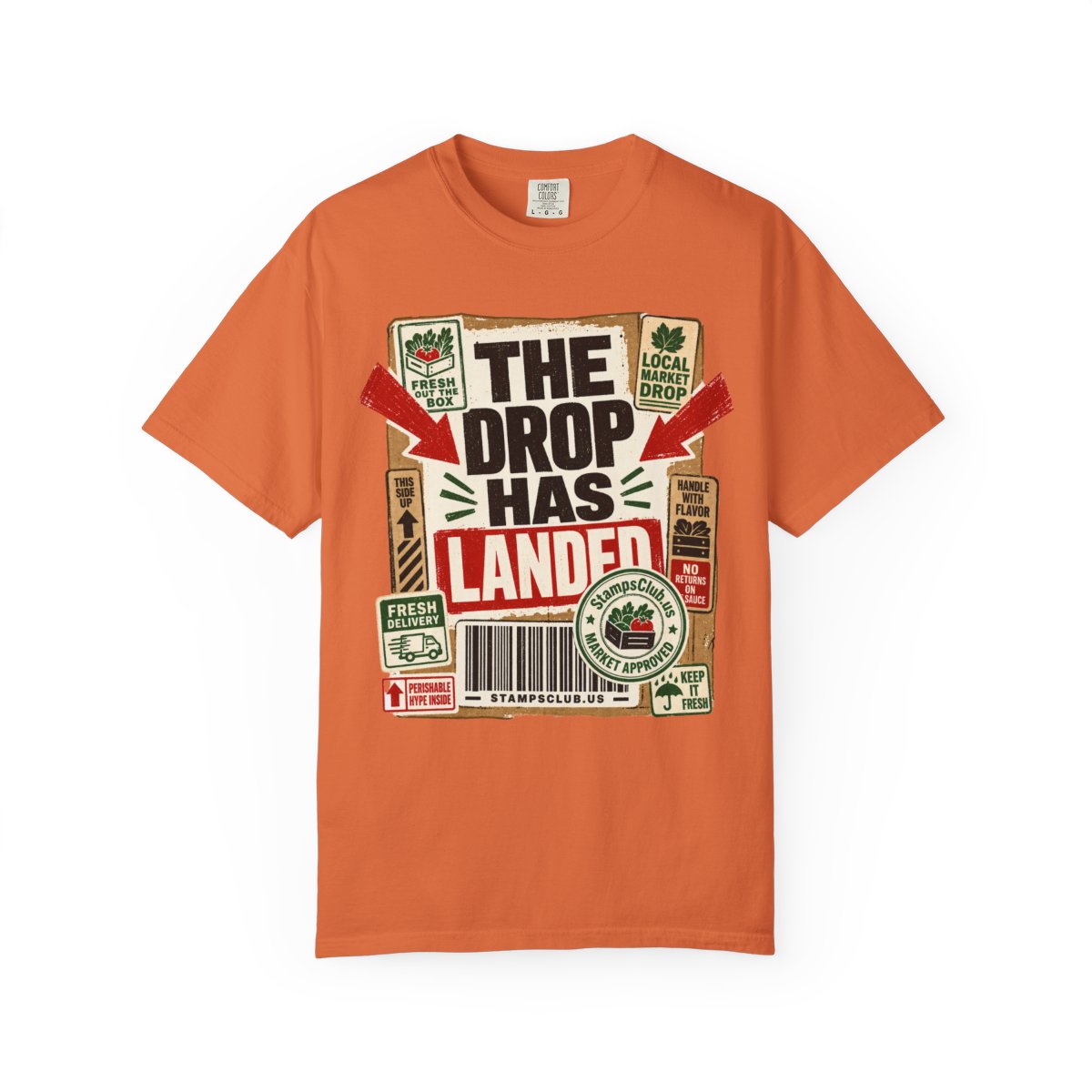 Drop Has Landed FarmersMarket Tee Burnt Orange front mockup