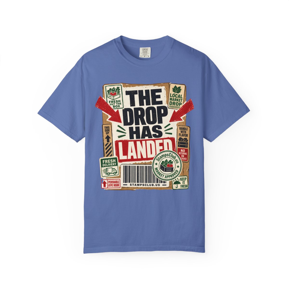 Drop Has Landed FarmersMarket Tee Mystic Blue front mockup