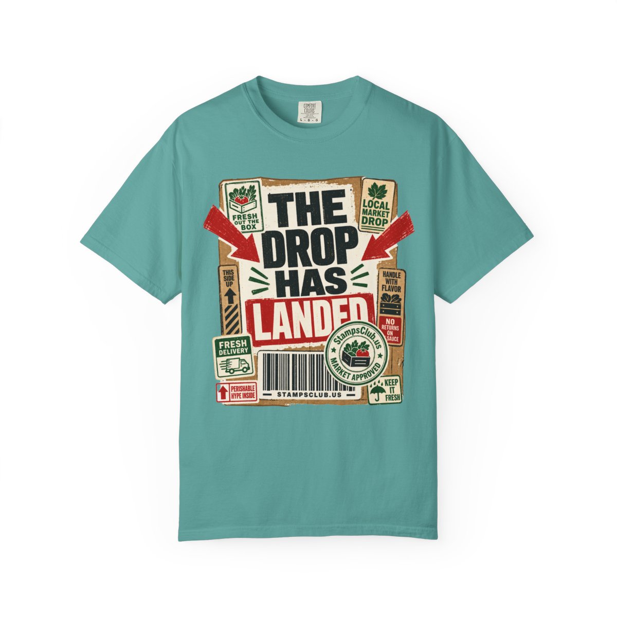 Drop Has Landed FarmersMarket Tee Seafoam front mockup