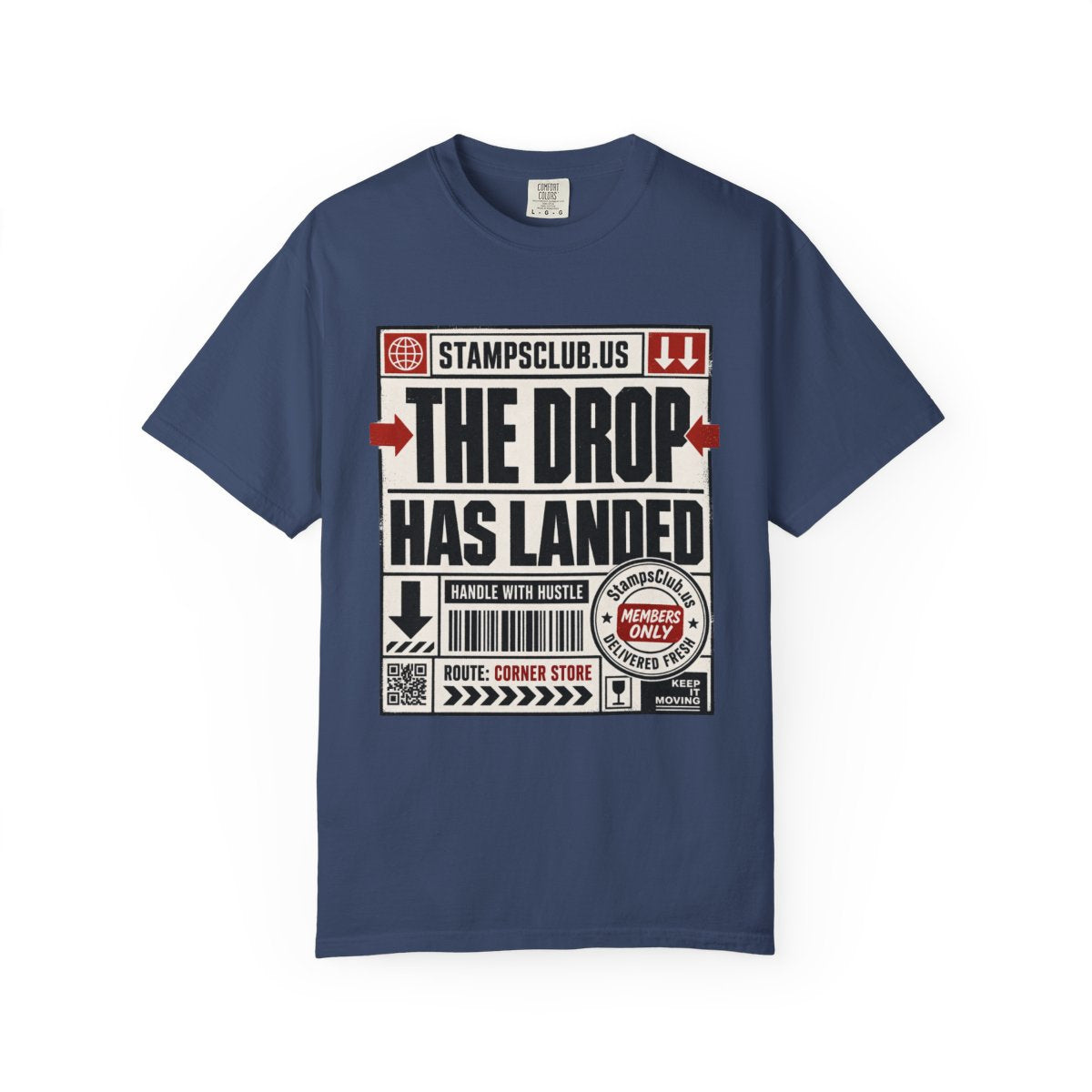 Drop Has Landed Minimalist Tee China Blue front mockup