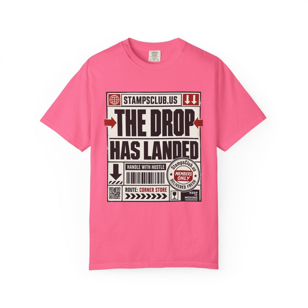 Drop Has Landed Minimalist Tee Crunchberry front mockup