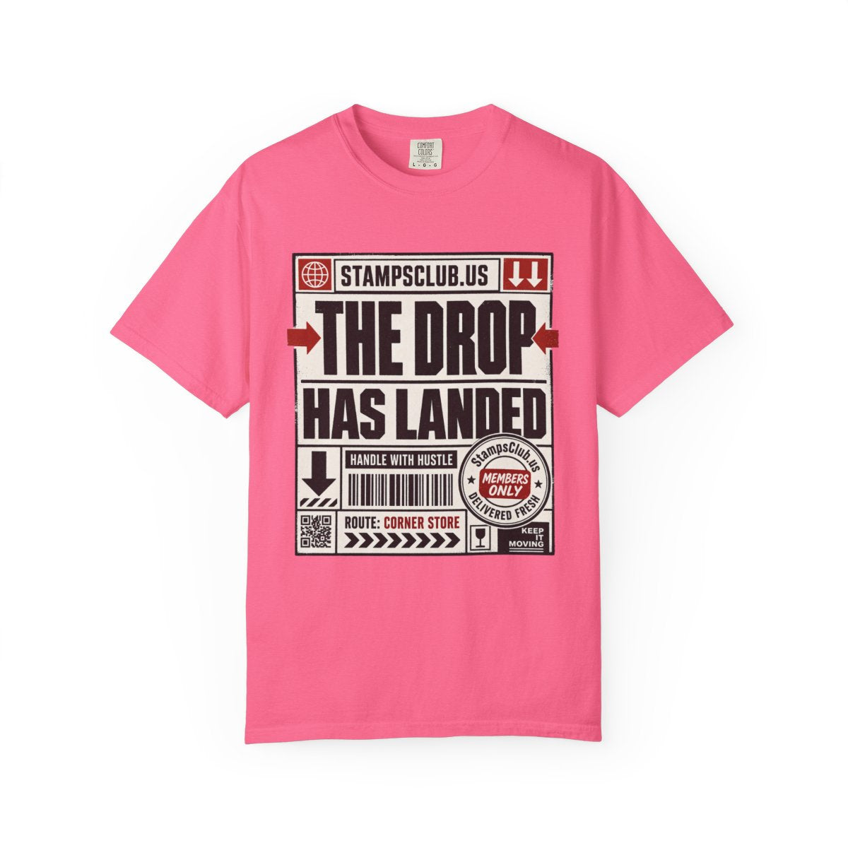 Drop Has Landed Minimalist Tee Crunchberry front mockup