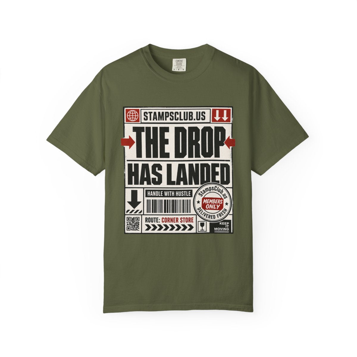 Drop Has Landed Minimalist Tee Hemp front mockup