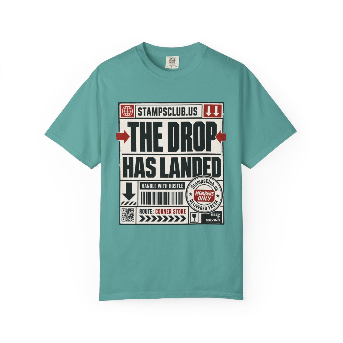 Drop Has Landed Minimalist Tee Seafoam front mockup