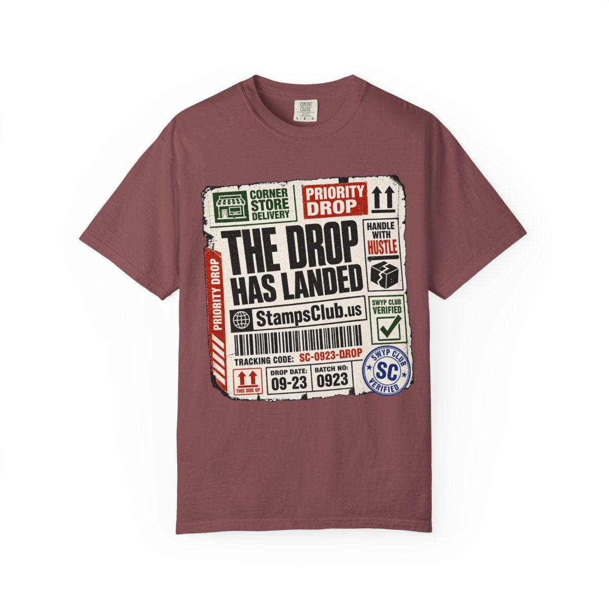 Drop Has Landed Streetwear Tee Brick front mockup
