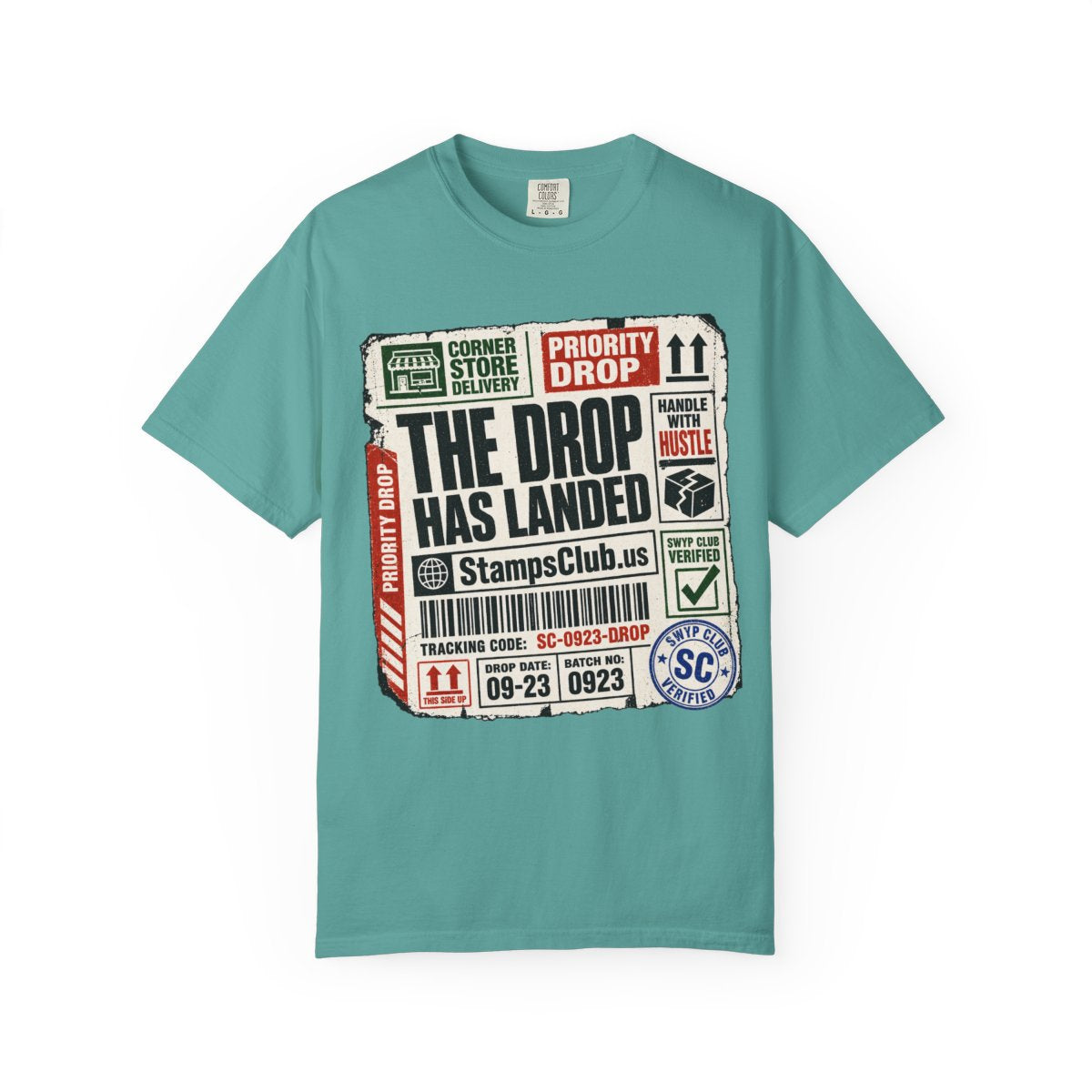Drop Has Landed Streetwear Tee Seafoam front mockup