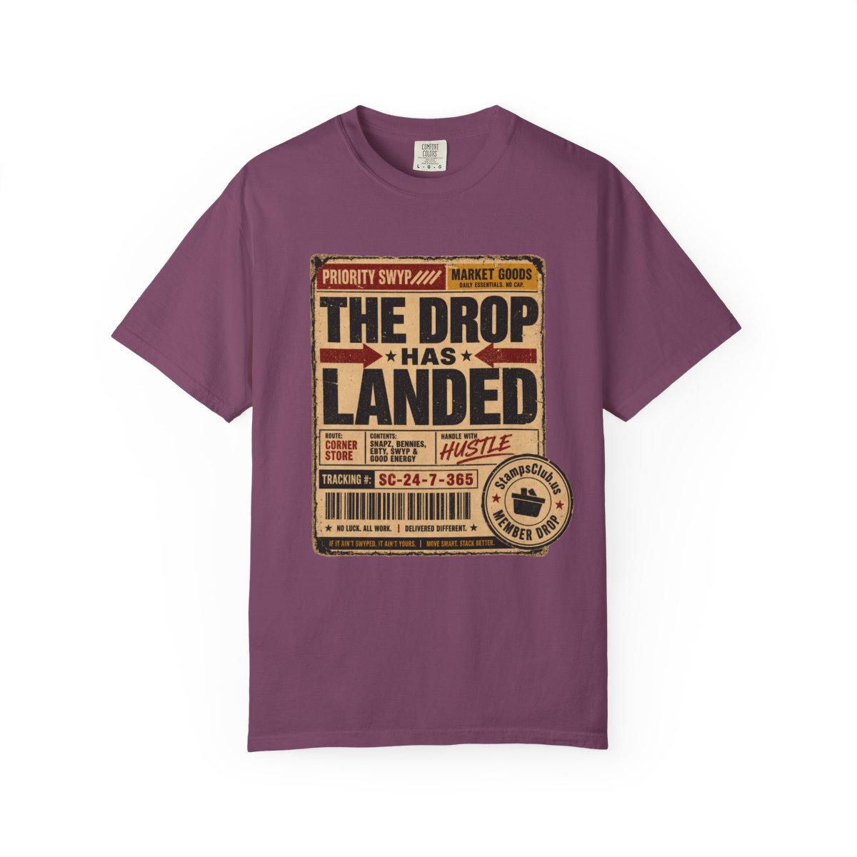 Drop Has Landed Vintage Tee Berry front mockup