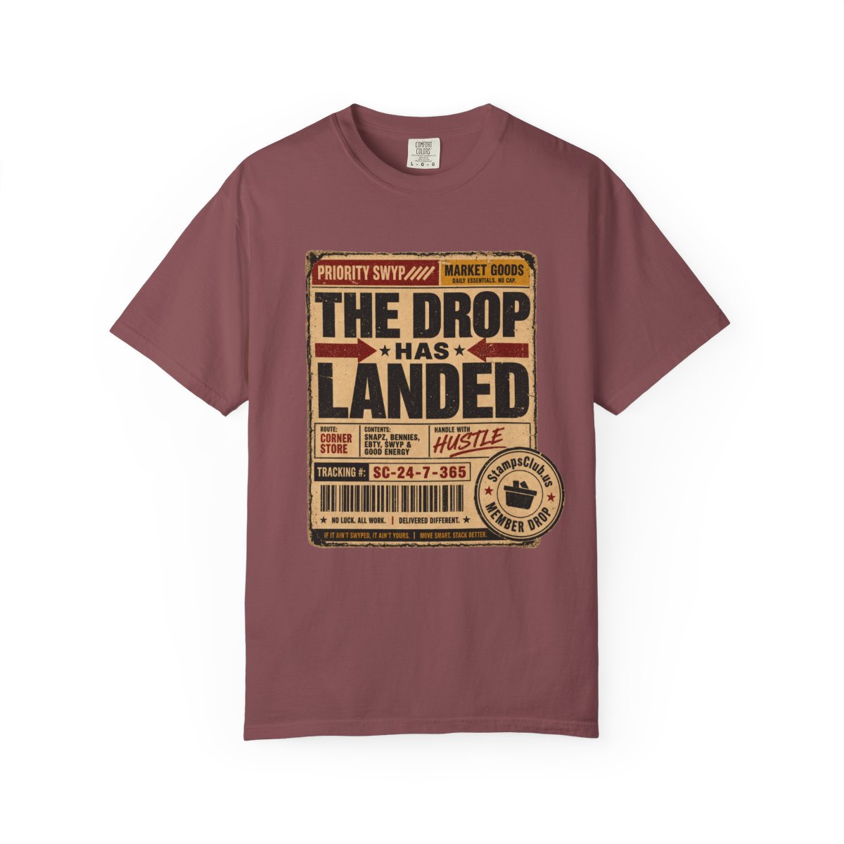 Drop Has Landed Vintage Tee Brick front mockup