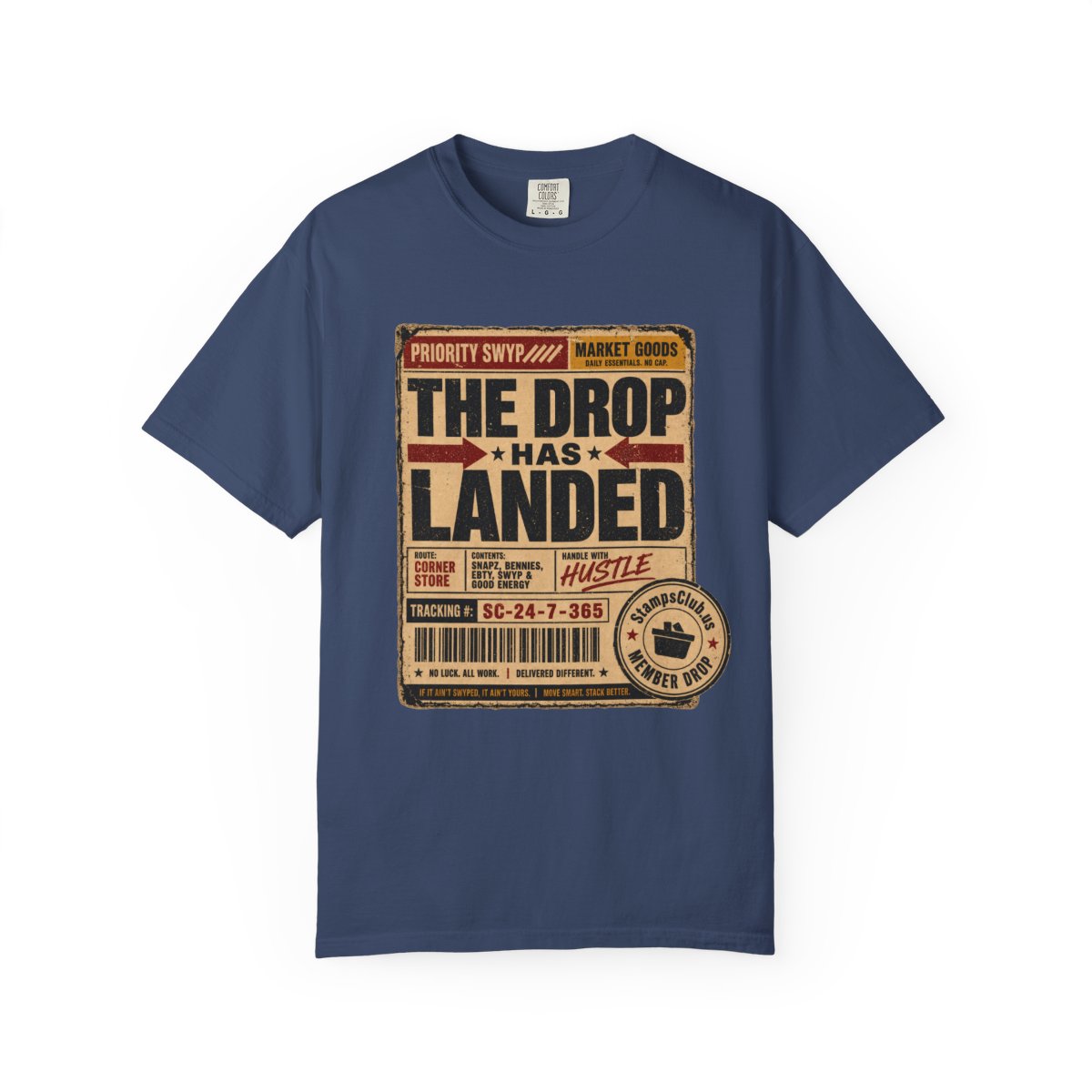 Drop Has Landed Vintage Tee China Blue front mockup