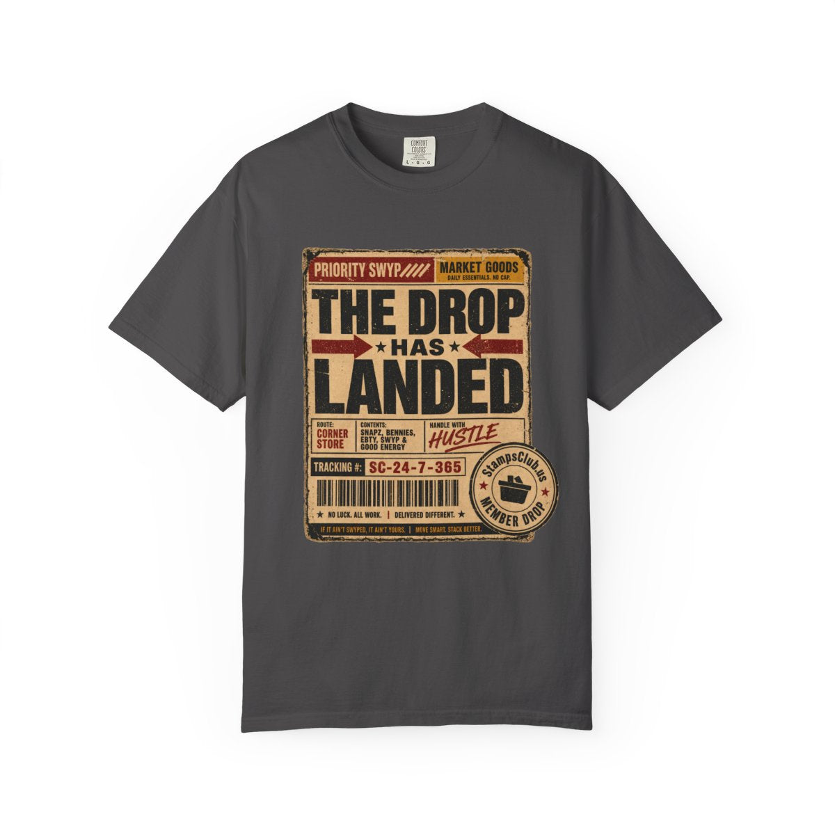 Drop Has Landed Vintage Tee Graphite front mockup