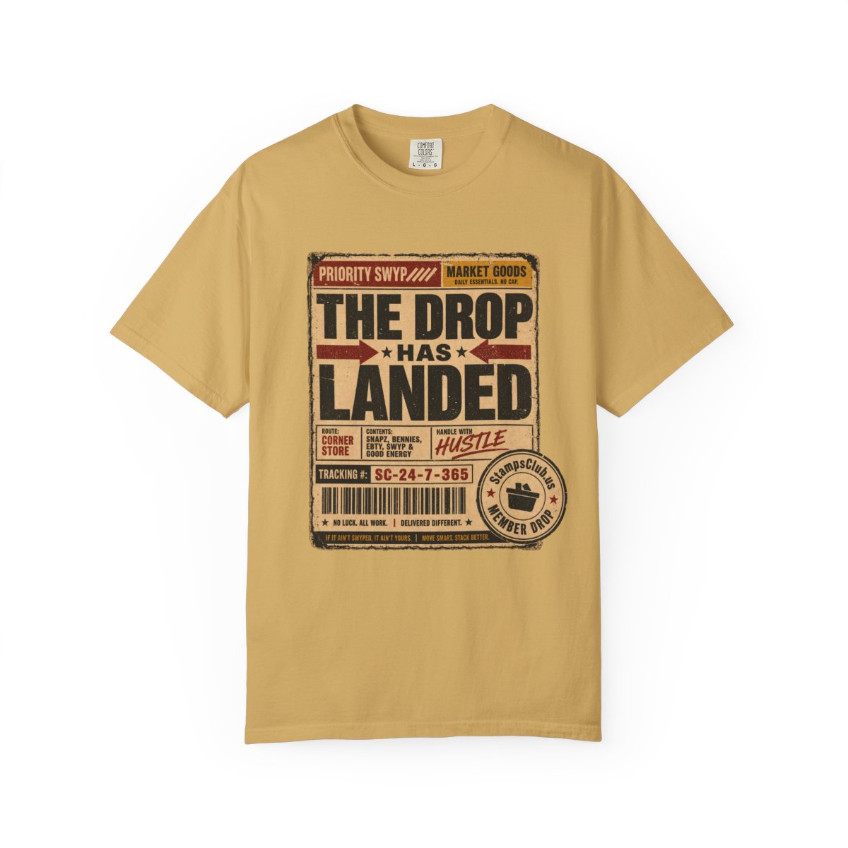Drop Has Landed Vintage Tee Mustard front mockup